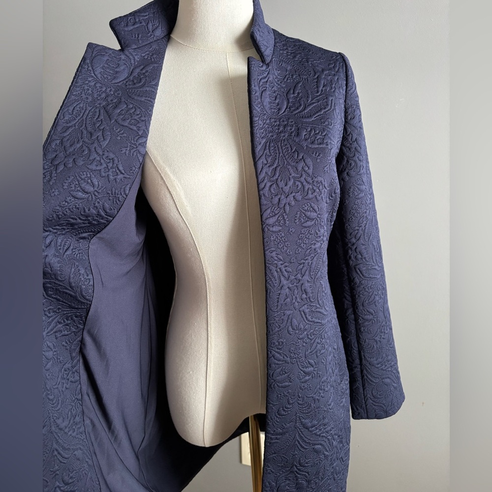 Chico's Navy Textured Long Blazer Jacket - Picture 5 of 7